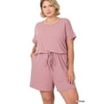 thumbnail image 1 of Zenana's Plus Size Short Sleeve Romper with Elastic Waist & Keyhole Back Summer Loungewear, 1 of 5
