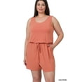 thumbnail image 1 of Zenana's Plus Size Sleeveless Romper with Elastic Waist & Keyhole Back Summer Loungewear, 1 of 5