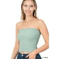 thumbnail image 1 of Zenana's Women Strapless Pleated Solid Colors Smocked Bandeau Sexy Tube Crop Tops (TheLovely), 1 of 4