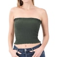 thumbnail image 1 of Zenana's Women Strapless Pleated Solid Colors Smocked Bandeau Sexy Tube Crop Tops (TheLovely), 1 of 4