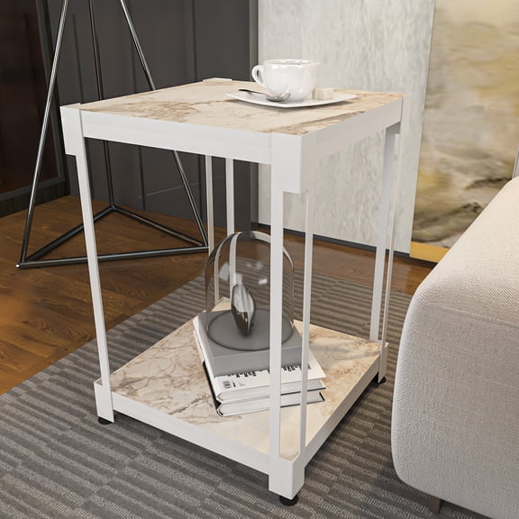 Zenas Side End Table - Ephesus White