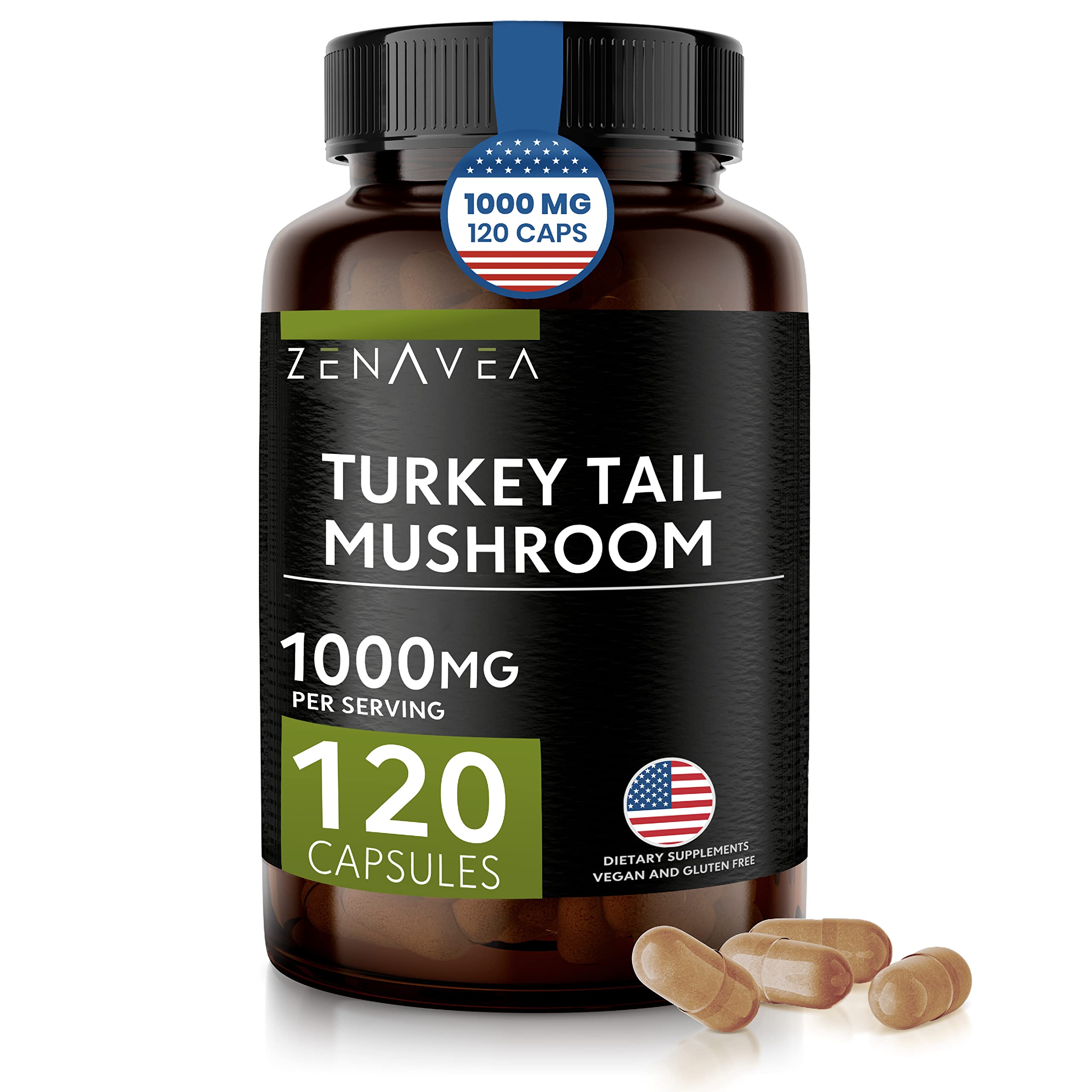 Zenavea Turkey Tail Mushroom Capsules Immune System Support
