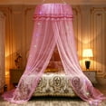 thumbnail image 1 of Zenbath Girls Pink Princess Dome Lace Bed Canopy, 1 of 7