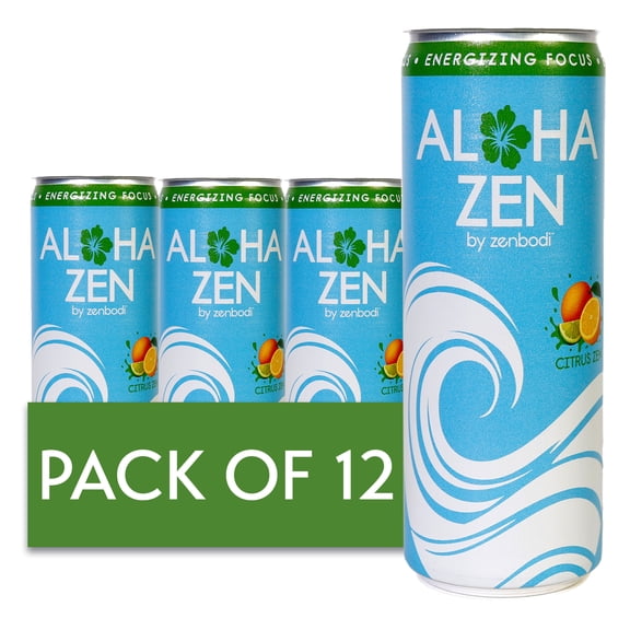 Zenbodi Aloha Zen Citrus Zen - AWAKEN Functional Beverage - 12 oz (Pack of 12), No-Jitter Energy Drink, Contains L-Alpha GPC, Caffeine, and L-Theanine