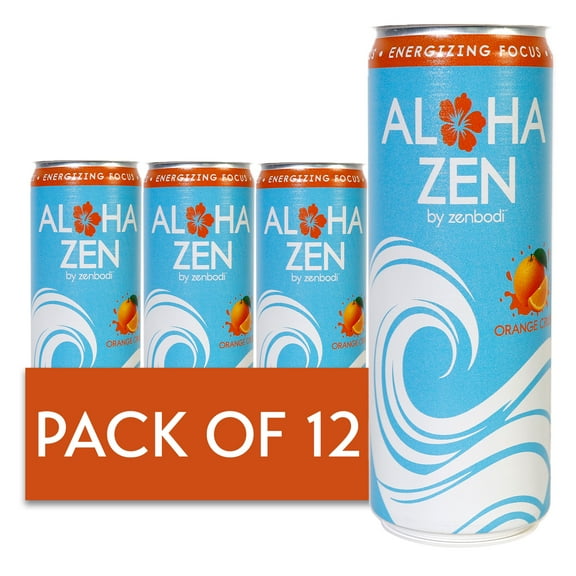 Zenbodi Aloha Zen Orange Crush - AWAKEN Functional Beverage - 12 oz (Pack of 12), No-Jitter Energy Drink, Contains L-Alpha GPC, Caffeine, and L-Theanine
