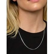 Zenbriele 0.8mm Thin Box Chain Necklace Sterling Silver Necklace with Spring Ring Clasp 16" 18" 20"