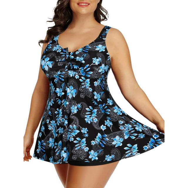 Zenbriele Plus Size 2 Piece Tankini Swimsuits for Women Flowy Printed ...