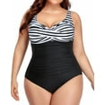 thumbnail image 1 of Zenbriele Womens Plus Size Ruched One Piece Swimsuits Tummy Control Bathing Suits Beach Swim Wear, 1 of 6