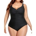 thumbnail image 1 of Zenbriele Womens Plus Size Ruched One Piece Swimsuits Tummy Control Bathing Suits Beach Swim Wear, 1 of 6