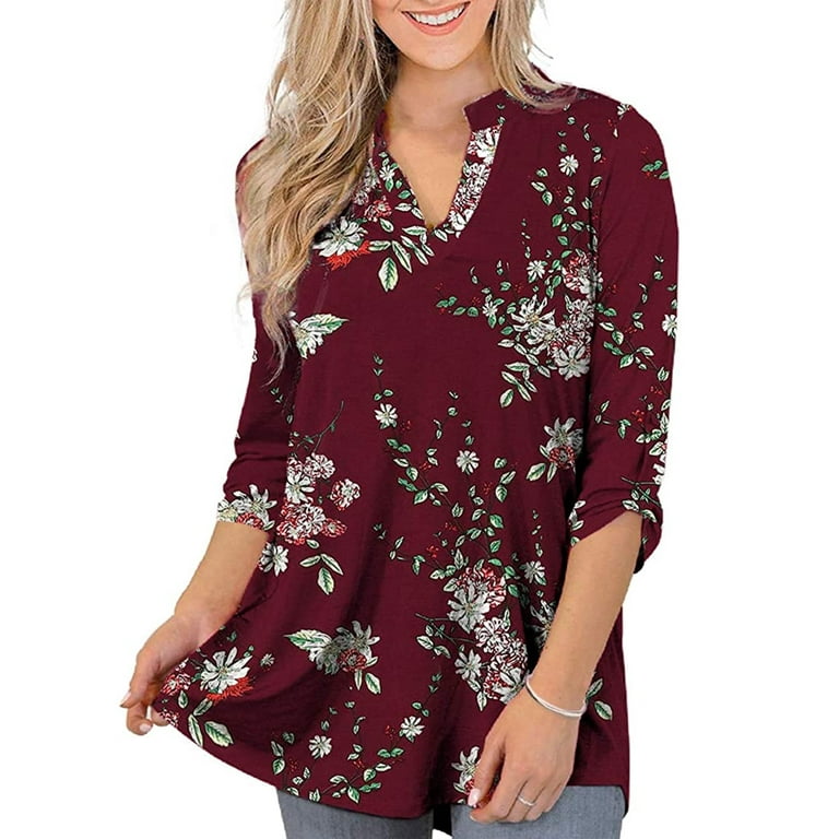 3/4 sleeve Hit Color Round neck Patchwork Plus size Tops 3/4 sleeve Hit Color Round neck Patchwork Plus size Tops