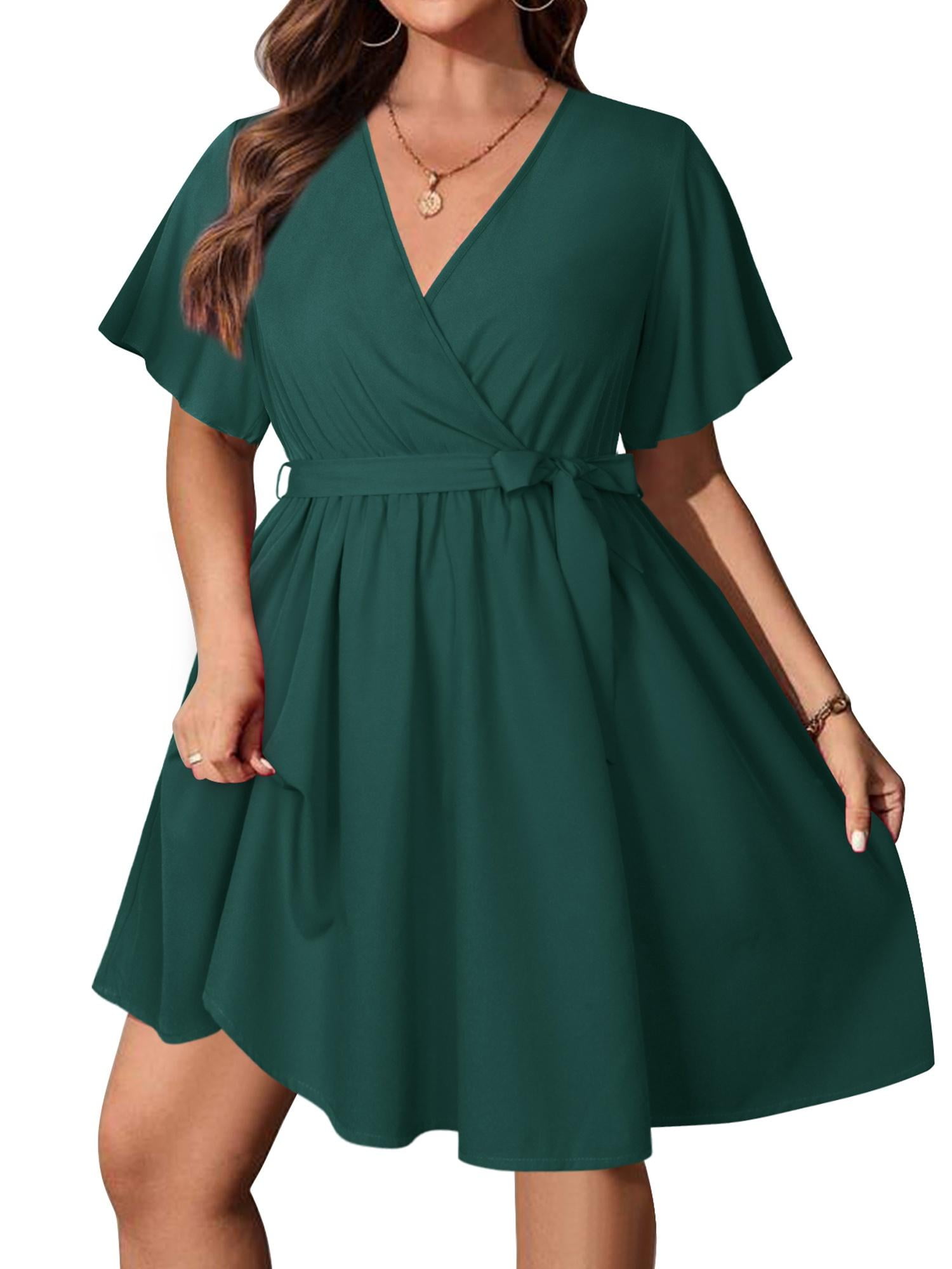 Zenbriele Wrap Dress for Women Flutter Short Sleeve Bahrain | Ubuy