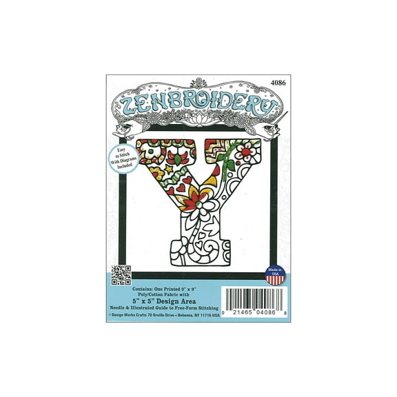 Design Works Zenbroidery Fabric 5x5 Letter Y