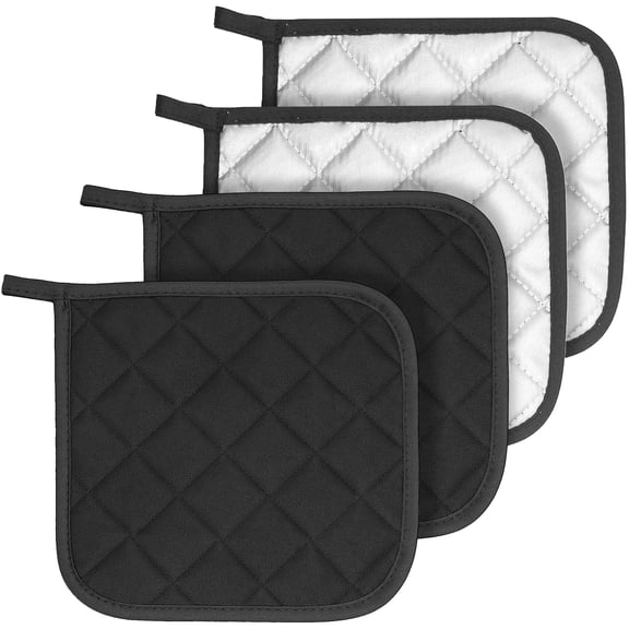 ZenClean Pot Holders for Kitchen 4 Pack, Heat Resistant Cotton Hot Pads for Cooking, Baking, and Countertop Protection, Machine Washable Potholders Sets