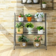 Zenco 24.8 x 12.2 x 27.1 3-Tier Gray Metal Waterproof Plant Stand
