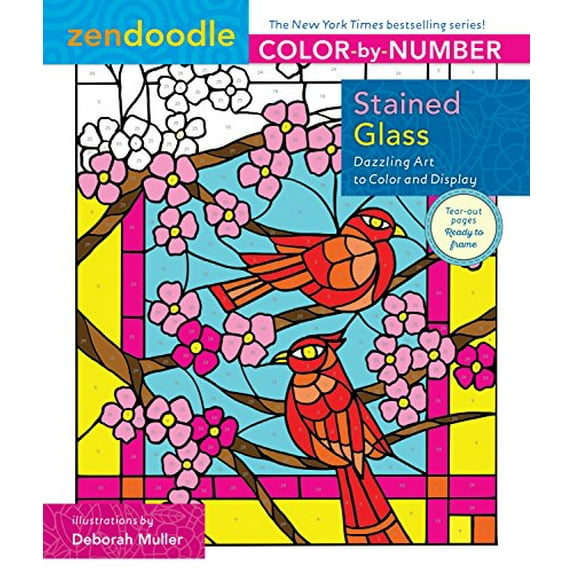 Pre-Owned Zendoodle Color-by-Number: Stained Glass: Dazzling Art to Color and Display Paperback Deborah Muller