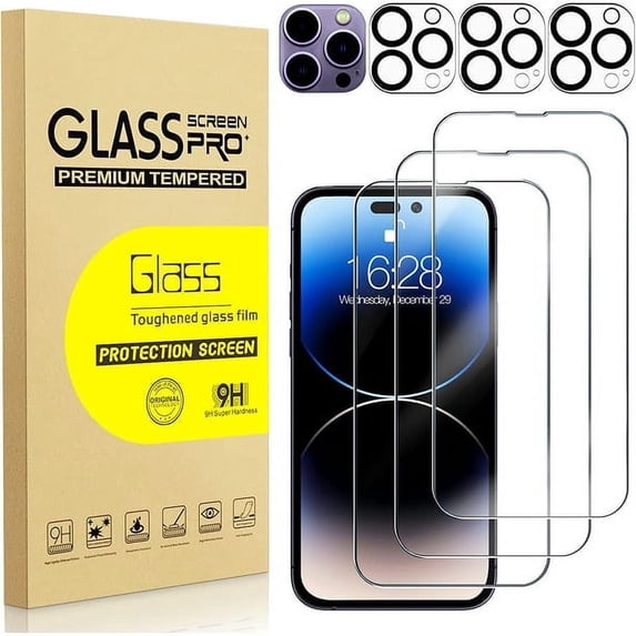 Zendure 3-Pack 14 Pro Max Screen Protector,iPhone 14 Pro Max Tempered Glass Phone Films 3 Pack Camera Lens Protector, HD Clear Tempered Glass