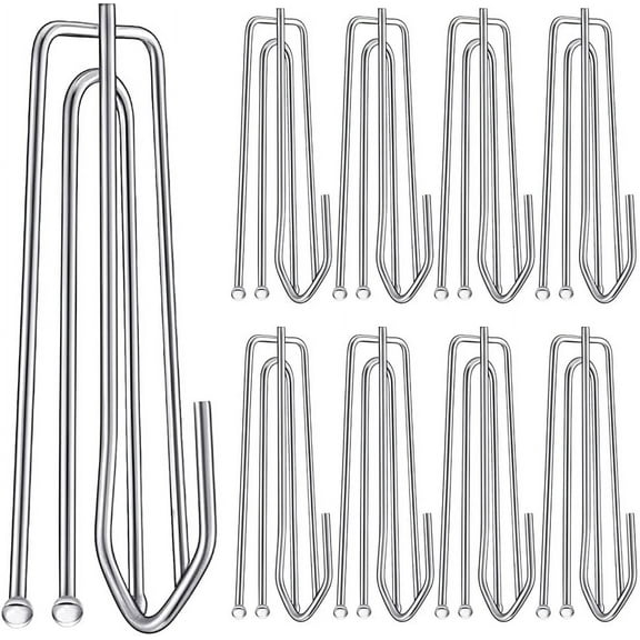 Zendure 30PC Stainless Steel Curtain Pleat Hooks Drapery Hook Pin Pleated Drapes 4 Prongs Pinch Clips Traverse Pleater End Hangers Window Door Bathroom