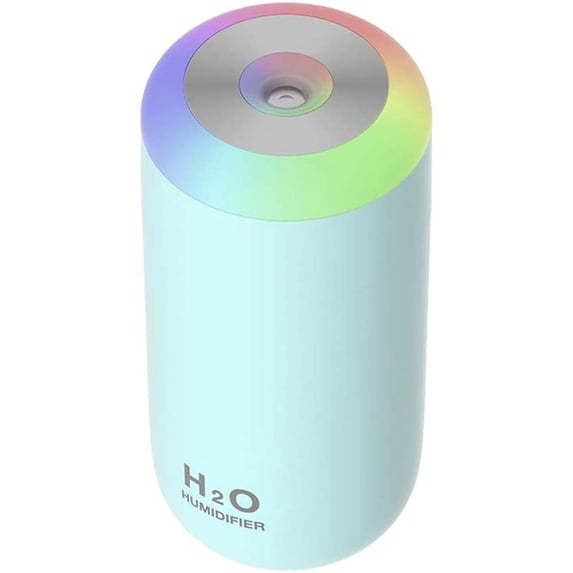 Small Humidifier, USB 350ml Mini Humidifier for Plants, Small Plant Humidifier with Night Light, USB Desk Humidifier for Baby, Plant Humidifier indoor, Small Humidifier (Cyan)