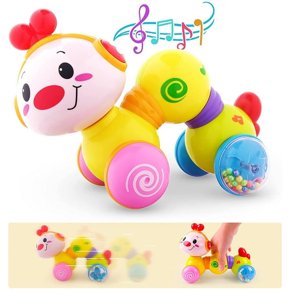 Zendure Baby Toys 6 to 12 Months, Infant Musical Crawling Toy, Press and Go Interactive Inchworm Toy with Light Up, Caterpillar Tummy Time Educational Toddler Toys 6 7 8 9 12 18 Months Boy Girl Gift