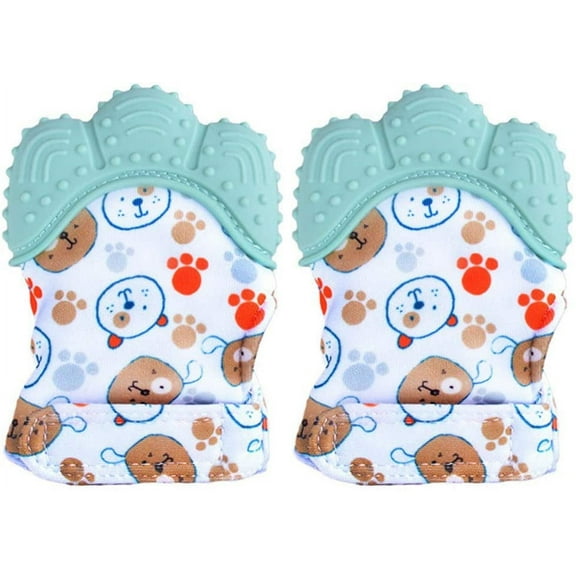 Zendure Infant Washable Durable Protection Teether Toy Mitt Gloves, Green, 2-Piece