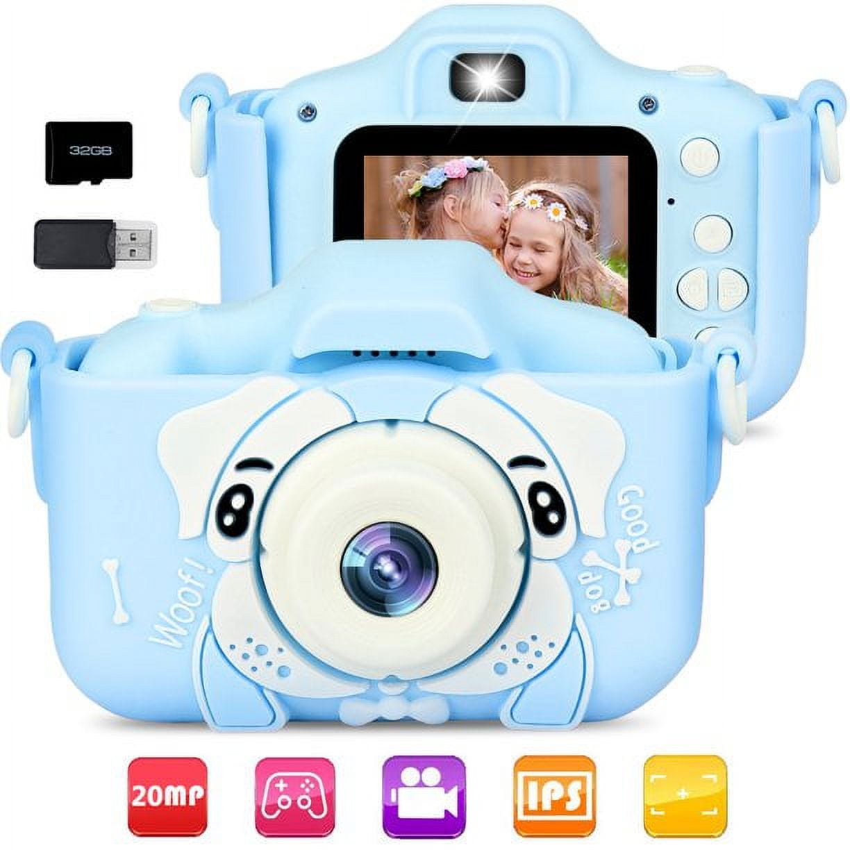 Zendure Kids Selfie Camera, Kids Toys for Boys Age 3-12, Children Digital Cameras 1080P 2.0 Inch Toddler Video Best Birthday Christmas Gift, 32GB SD Card, 20MP Dual Cameras, Blue