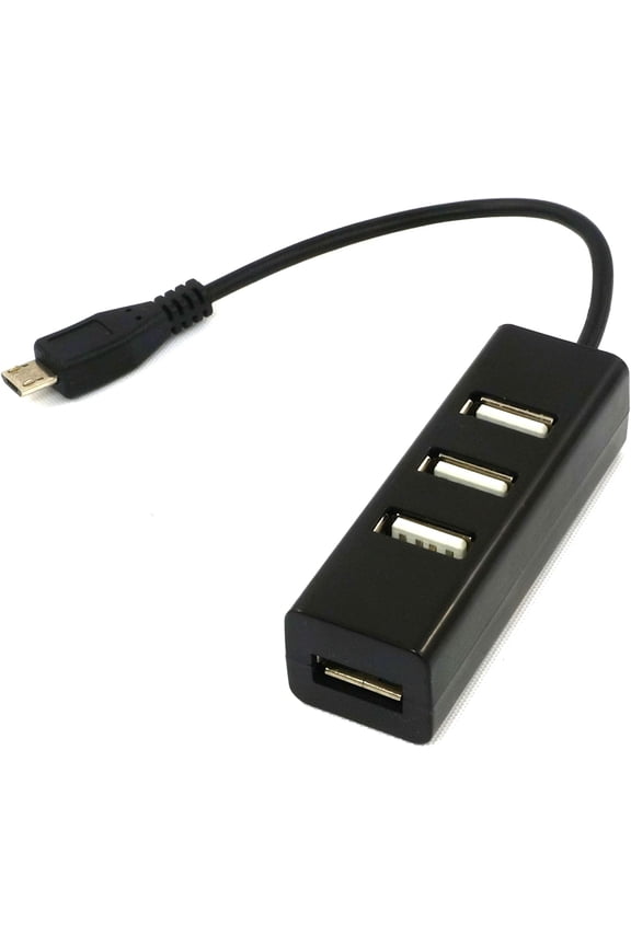 MicroUSB to USB 4 Port Black OTG Hub for Raspberry Pi Zero