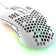 Wired Gaming Mouse with Honeycomb Shell,Software Support for Custom Key Config, and RGB Settings for Windows 7/8/10/XP, Vista, Linux-White