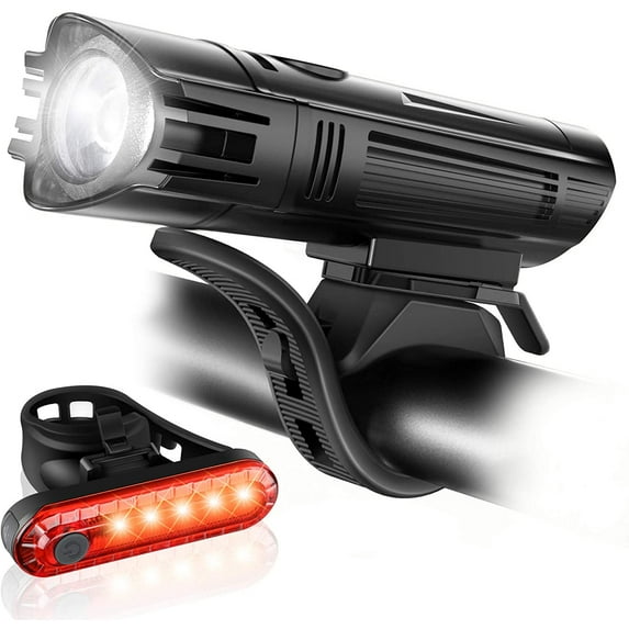 Zendure USB Rechargeable Front Bicycle Headlight and Back Taillight, Black