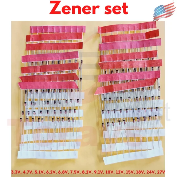 Zener Diode 140Pcs (3.3V  27V) 14 Values 1/2W 0.5W Assorted Kit Assortment Set
