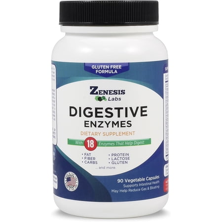 Zenesis Labs Digestive Enzymes - with Amylase, Bromelain, Protease, Lipase, & 14 Other Enzymes - 90 Capsules