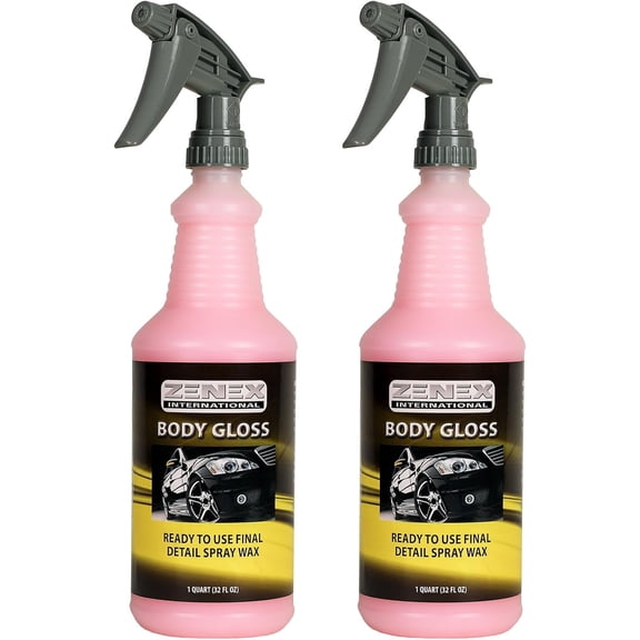 Zenex Body Gloss Liquid Spray Wax - High Gloss Professional-grade Detail Spray Wax | Cleans & Protects Painted Surfaces, Glass, Chrome, & More | Water-Repellant Protection | 32 oz (2 Pack)