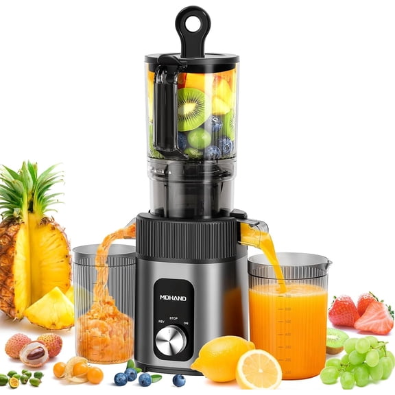 Zeng Cold Press Juicer Quiet & Powerful 60 RPM Slow Masticating Juicers with 4.35" Large Feed Chute, Easy To Clean Juice Extractor Machines High Juice Yield for Whole Vegetables & Fruits