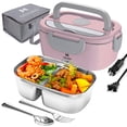 thumbnail image 1 of Zeng Electric Lunch Box Food Heater,2-in-1 Portable Food Warmer Lunch Box for Car&Home,with Leak Proof Removable 304 Stainless Steel Container,1.5L,Pink, 1 of 7