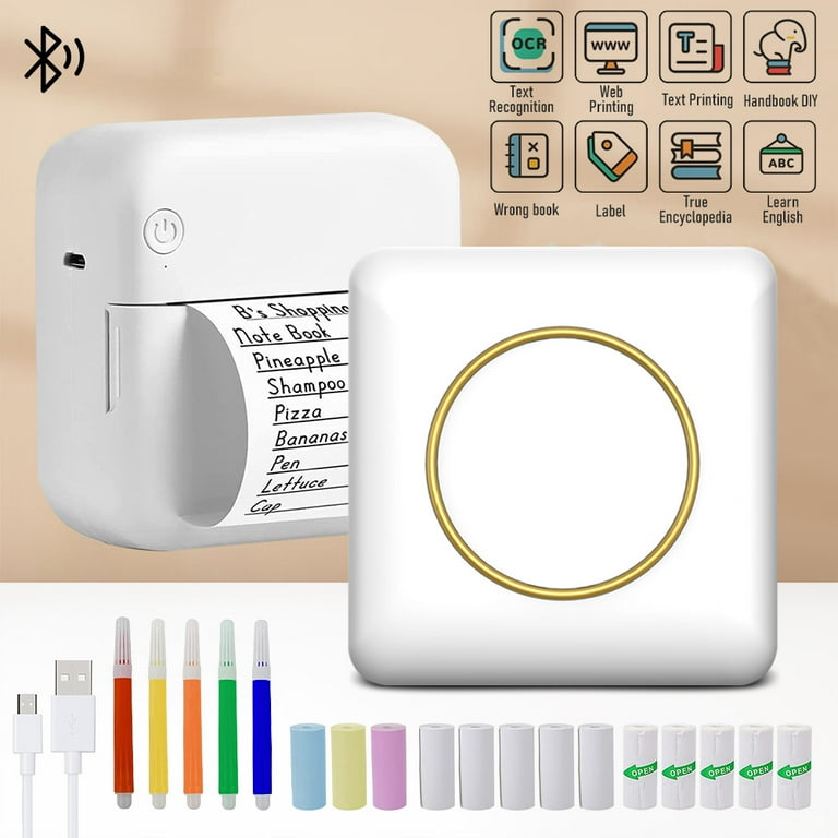 Zeng Mini Printer,Pocket Thermal Printer Inkless Printer 