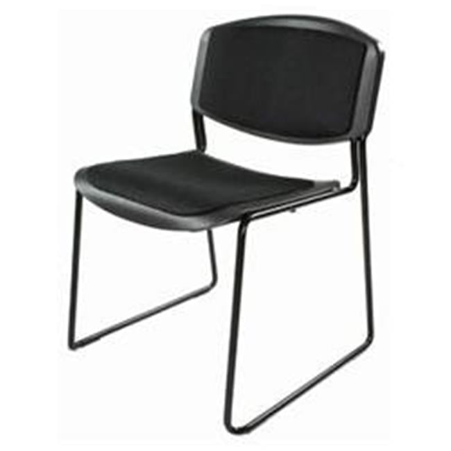Black Metal Armless Stacking Chair with Padded Seat