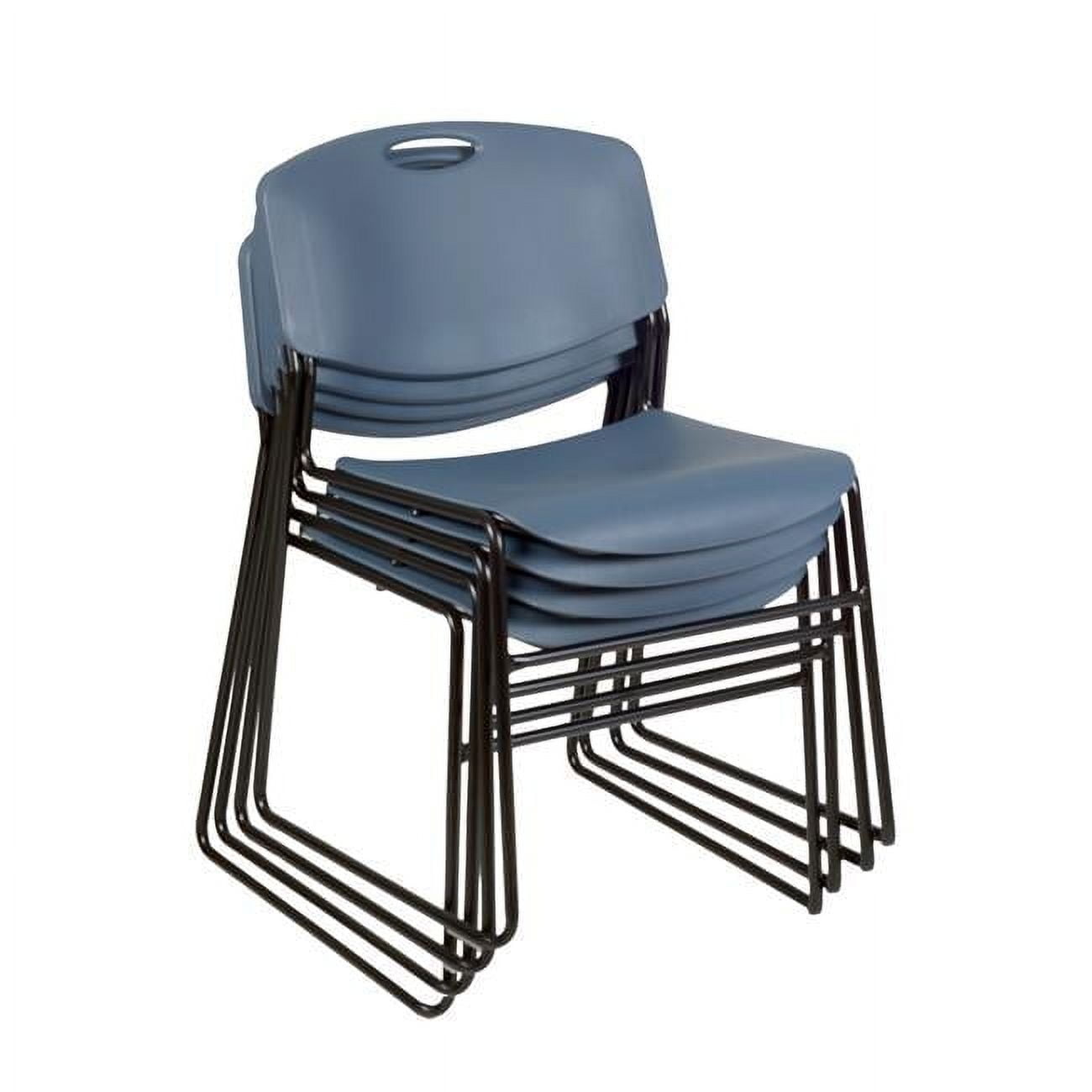 Zeng Sleek Blue and Black Armless Metal Stacking Chair