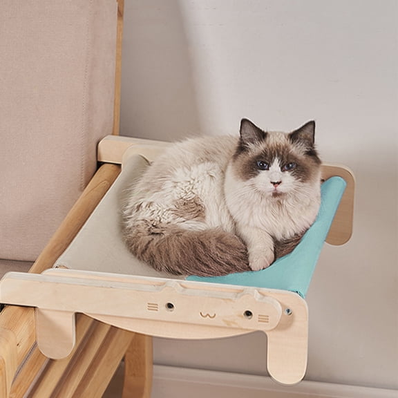 Zengdainm Cat Bed, Cat Window Perch for Indoor Cats, One-Step Sliding Clamping Slot Adjustment Cat Hammock, Cat Bed for Windowsill and Bedside, Blue