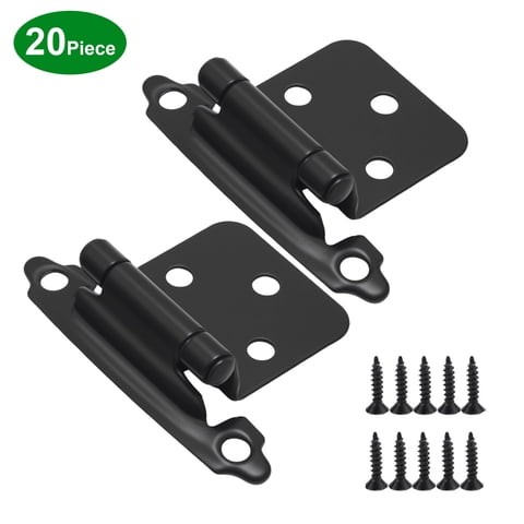 Zengdainm Matte Black 1/2 Overlay Self-Closing Cabinet Hinges 20-Pack, Kitchen & Bathroom, Screws