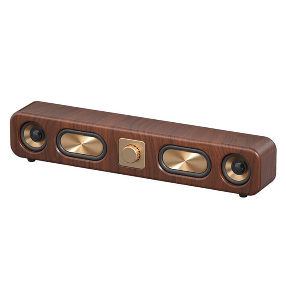 Zengdainm Retro Bluetooth Speaker, Wooden Stereo, TF Card FM Radio, Bookshelf Desktop, Golden Knob