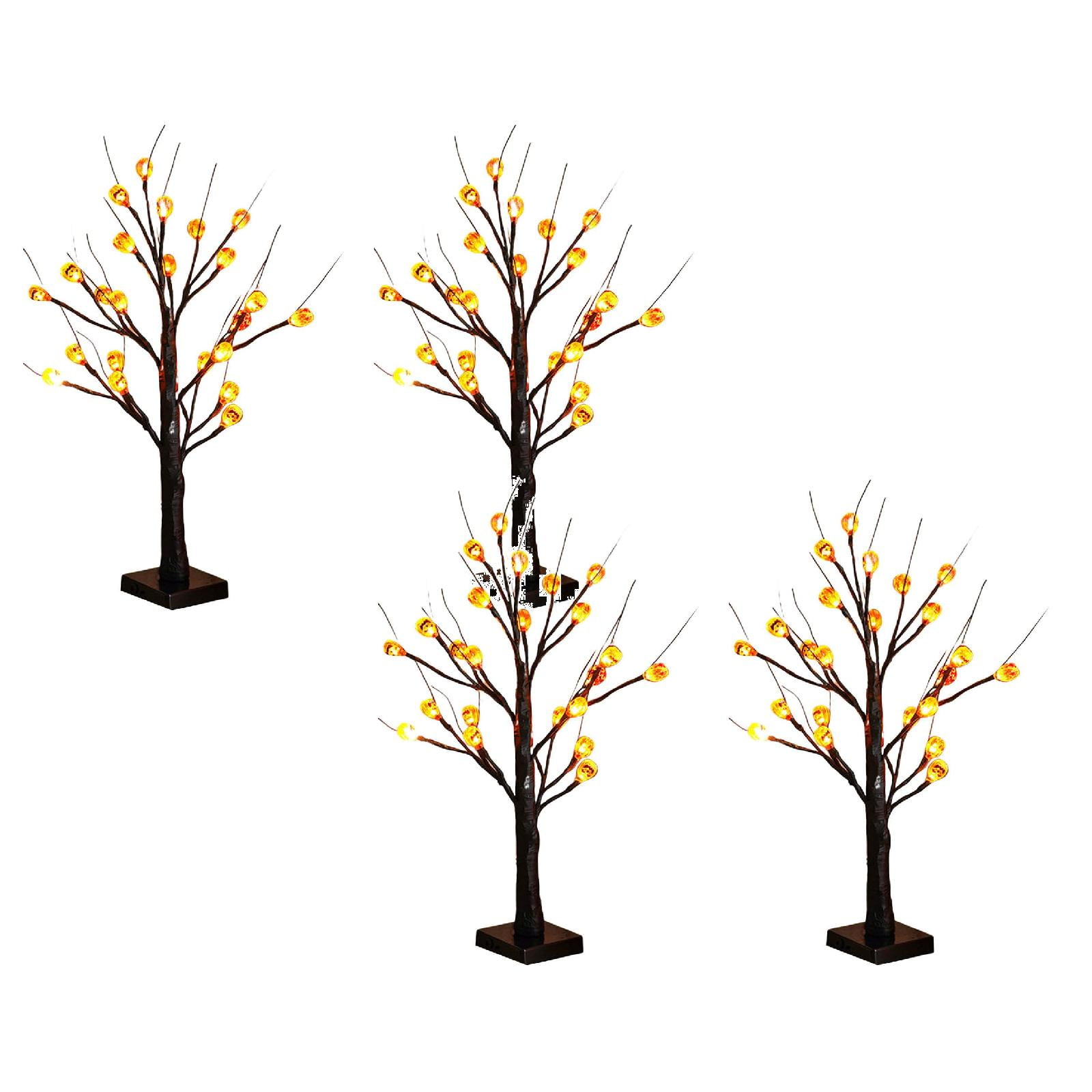 Zenghuiiii Black Tree Lighted Table With Timer Pumpkin Bat Lights USB