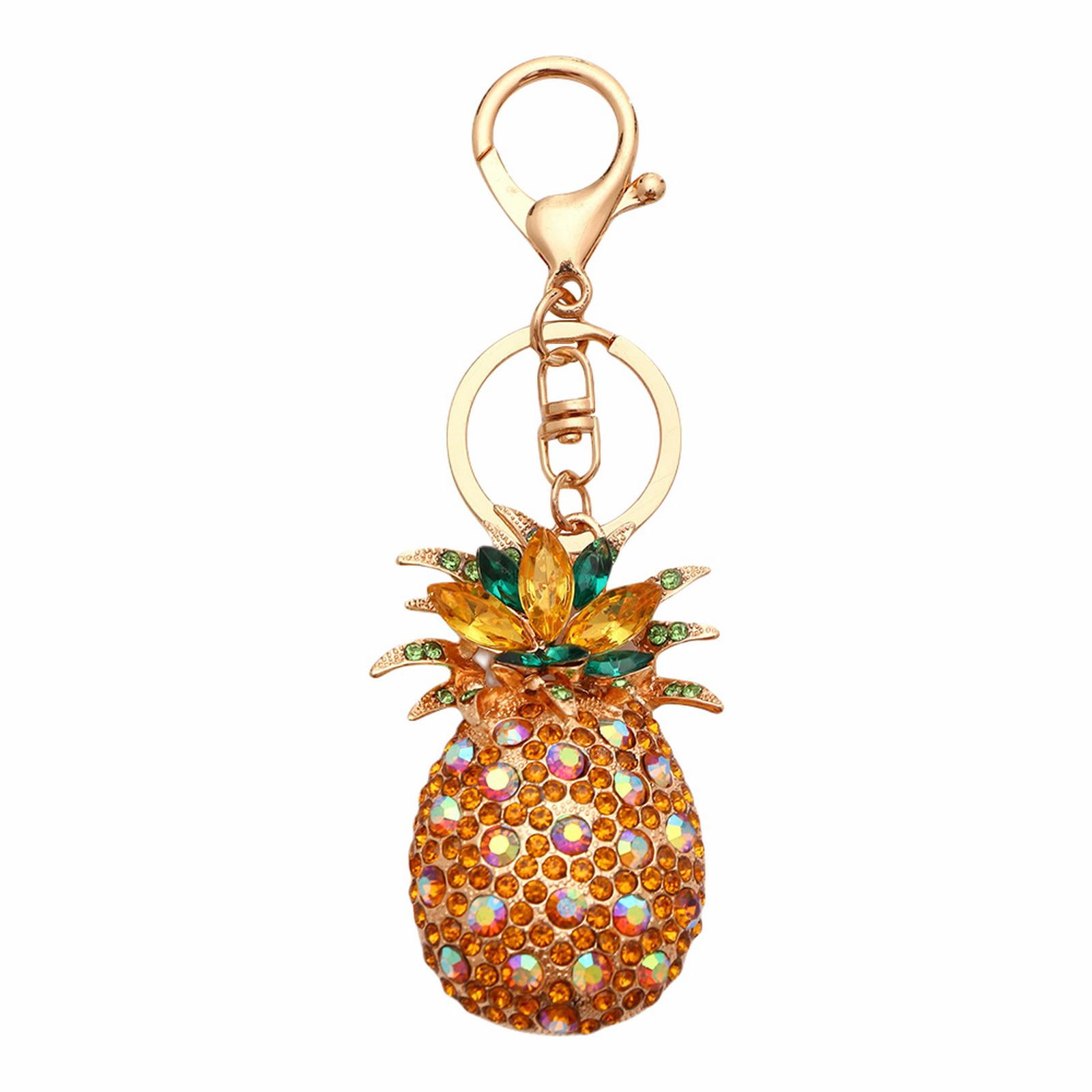 Zenghuiiii Nice Quality Rhinestone Fruit Shaped Keyring Handbag Decoration Metal Pineapple Keychain Purse Plain Key Ring Pouch Wallet for Women Men Key Holder Ring Chain Bracelet Slim Wallet for Women...
