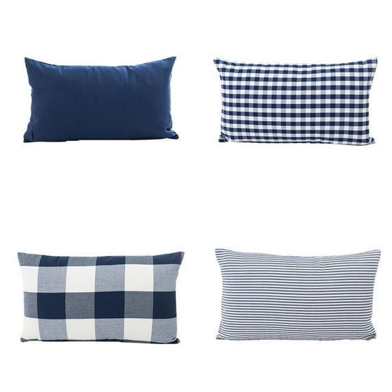Zenghuiiii Pillow Cover Navy Blue Decorative Pillow Cover With Buffalo Plaid Pillowcase Zipper