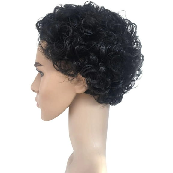 Zenghuiiii Short Curly Wigs for Women Fashion Man Black Short Cruly Men's Wig Handsome Cool Natural Hair Wig
