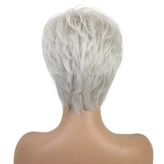 Zenghuiiii Transparent Lace Frontal Fashionable and fashionable women's silver white short straight hair wig