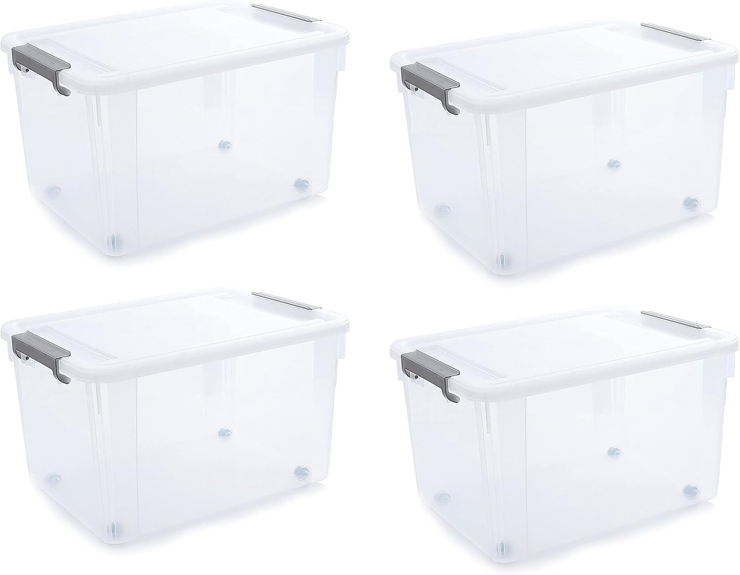 Zengpin 58.1 QT Plastic Storage Bins with Latching Lids Stackable ...