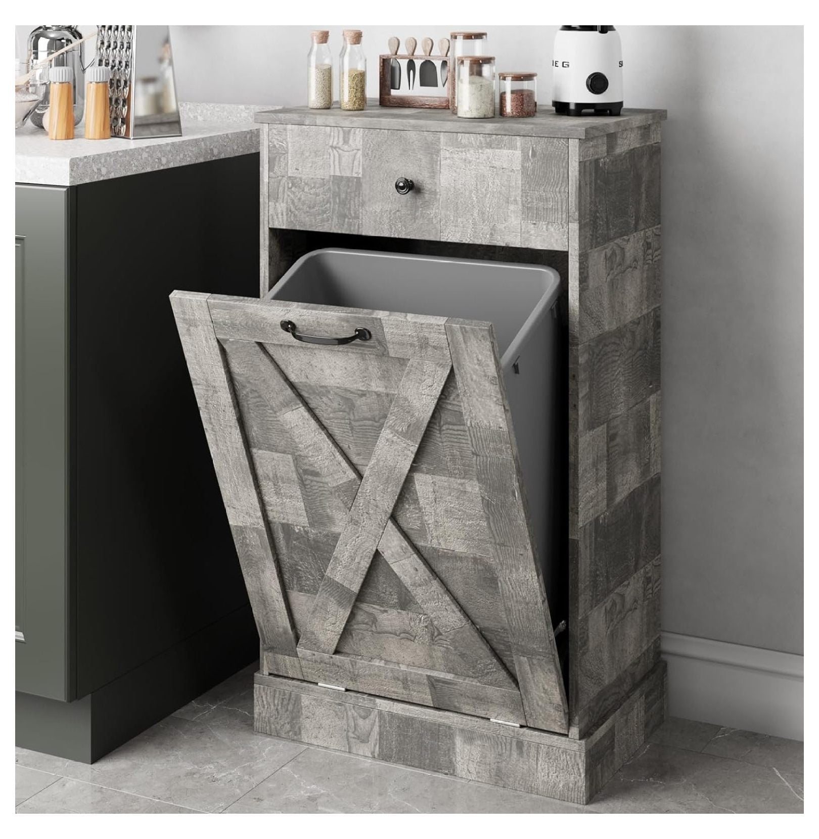 Zengpin Farmhouse Tilt Out Trash Gallon Freestanding Trash