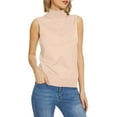 thumbnail image 1 of Zengying Sweaters for Women Sleeveless Mock Neck Tops for Women Sweater Knit Turtleneck Soft Basic Vest Tank Lightweight Turtleneck Sweater Women Beige, 1 of 8
