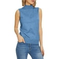 thumbnail image 1 of Zengying Sweaters for Women Sleeveless Mock Neck Tops for Women Sweater Knit Turtleneck Soft Basic Vest Tank Lightweight Turtleneck Sweater Women Blue, 1 of 8