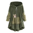 Zengying Winter Coats for Women Women's Fashion Plush Zipper Cat Print