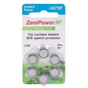 ZeniPower Cochlear Implant Batteries Size A675P Zero Mercury 102 Batteries